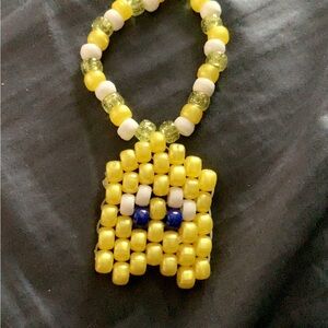 Yellow and white Blue Beaded Bracelet as Pac-Man Ghost